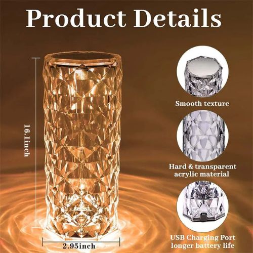 16 Colors Rose Rays Crystal Diamond Table Lamp