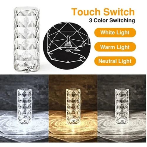16 Colors Rose Rays Crystal Diamond Table Lamp