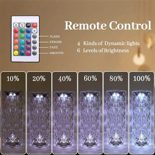 16 Colors Rose Rays Crystal Diamond Table Lamp