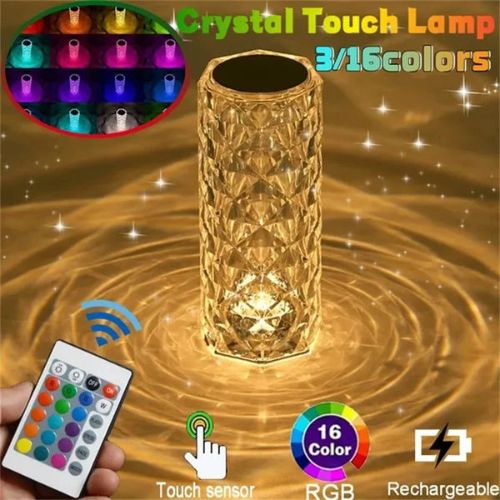 16 Colors Rose Rays Crystal Diamond Table Lamp