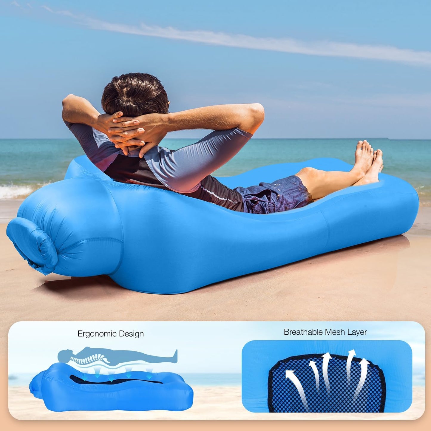 GoLounge™ – Compact Pump-Free Inflatable Lounger