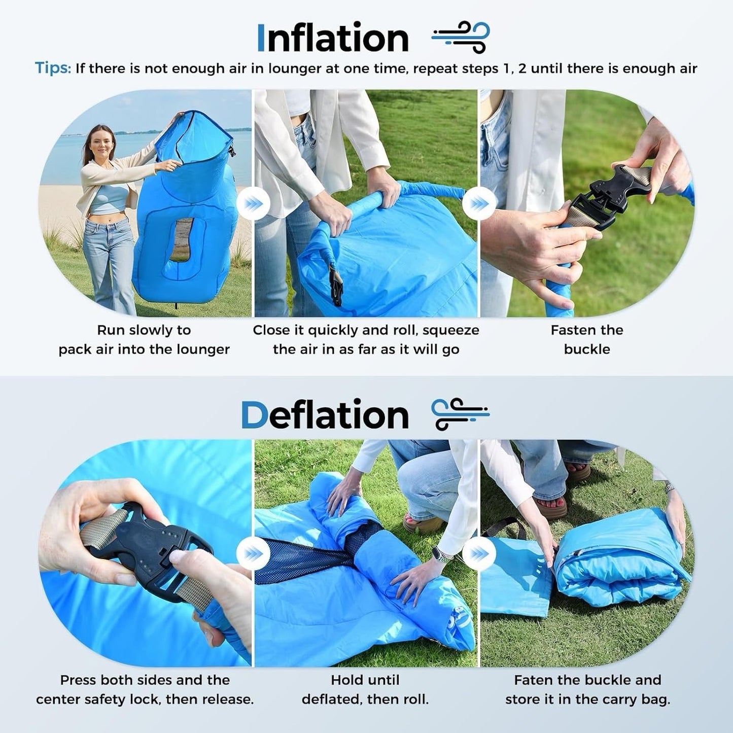 GoLounge™ – Compact Pump-Free Inflatable Lounger