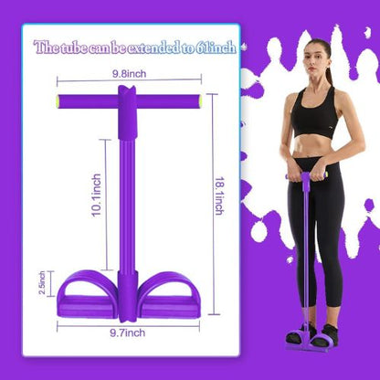 🏋 Resistance Band 4-Tube Yoga Pedal Puller